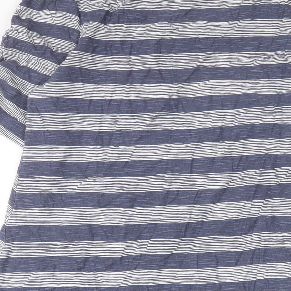 Capri Womens Blue Striped Cotton A-Line Size S Scoop Neck Pullover - Pockets