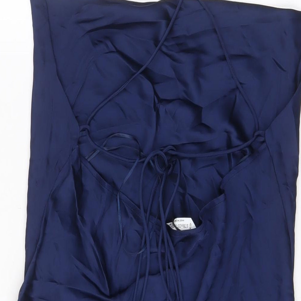 Stradivarius Womens Blue Polyester A-Line Size M Cowl Neck Pullover