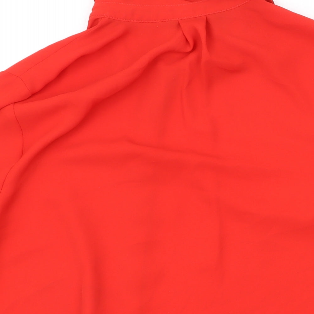 Dorothy Perkins Womens Red Polyester Basic Button-Up Size 14 Collared