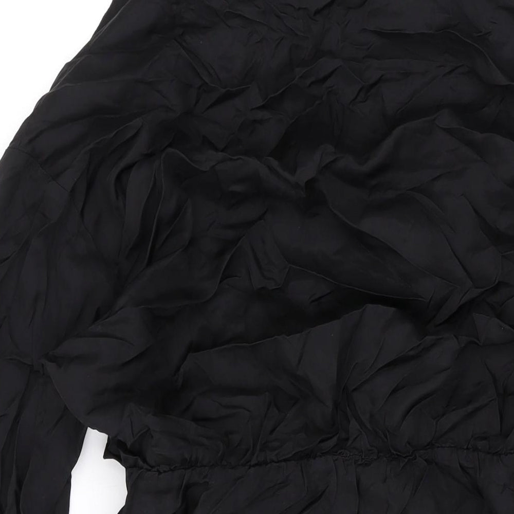 H&M Womens Black Viscose Mini Size M Collared Button