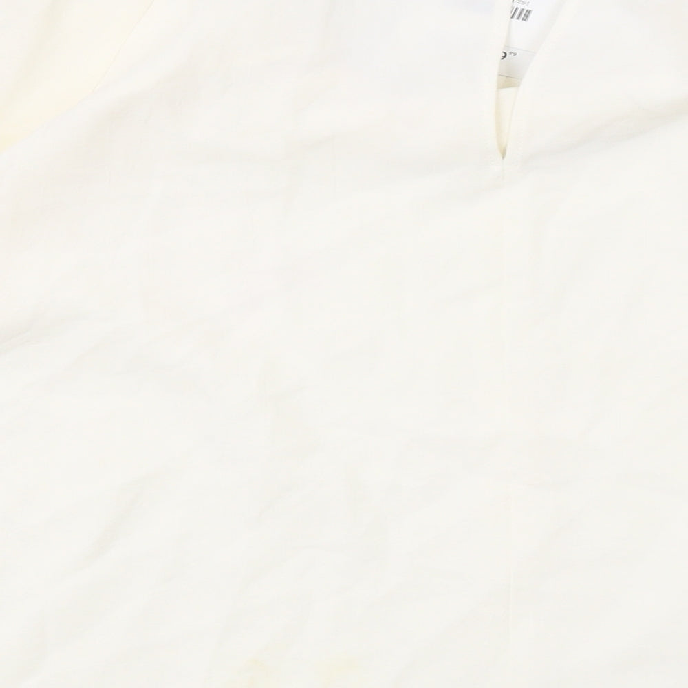 Zara Womens Ivory Polyester Basic Blouse Size L Round Neck