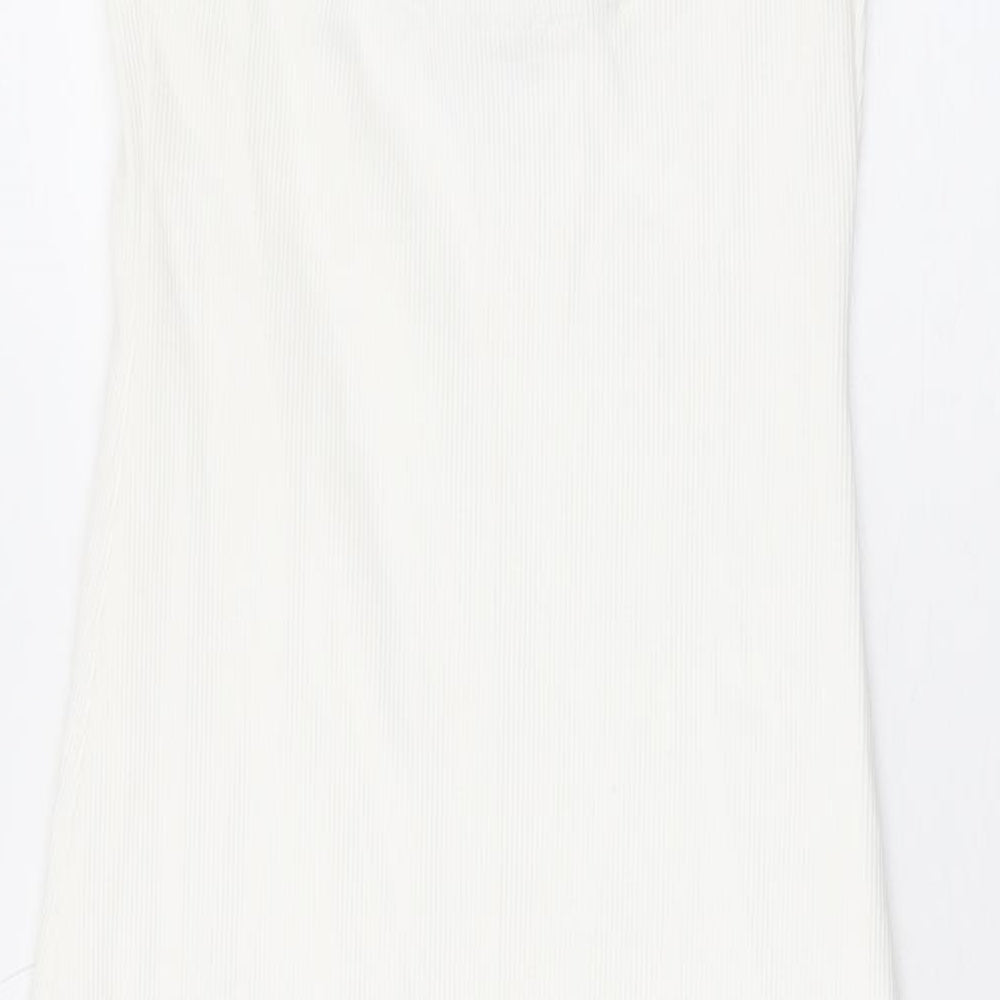 Zara Womens White Cotton Bodycon Size M Round Neck Pullover