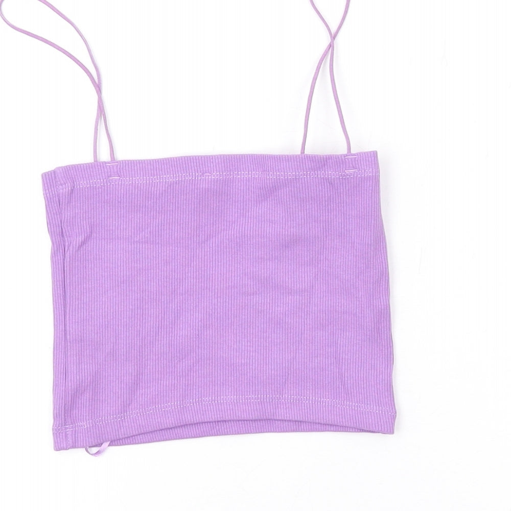 Zara Womens Purple Cotton Camisole Tank Size S Square Neck