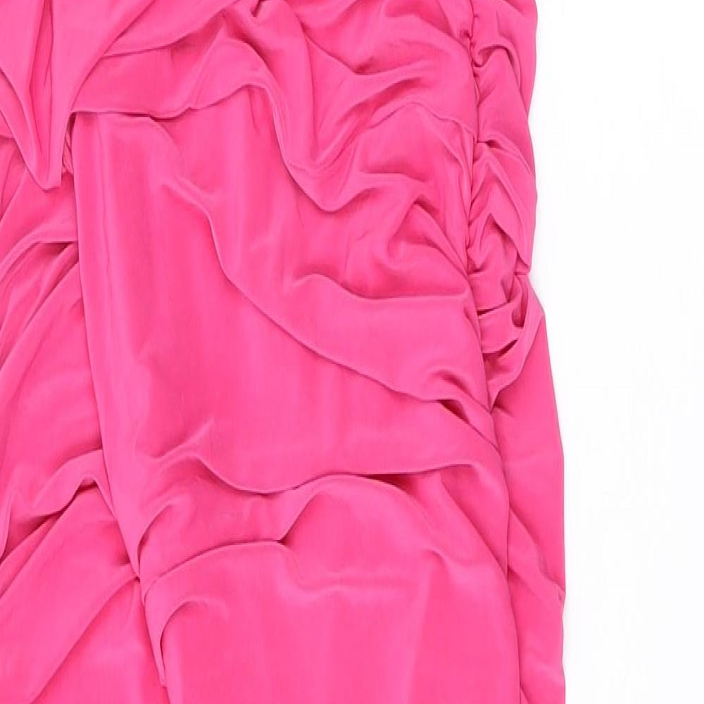 I SAW IT FIRST Womens Pink Polyester Bodycon Size 14 One Shoulder Pullover
