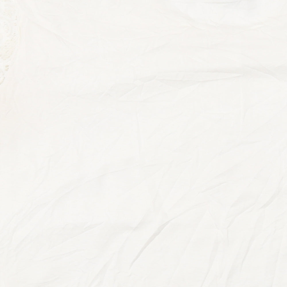 Yue Sheng Womens White Polyester Basic T-Shirt Size L Round Neck