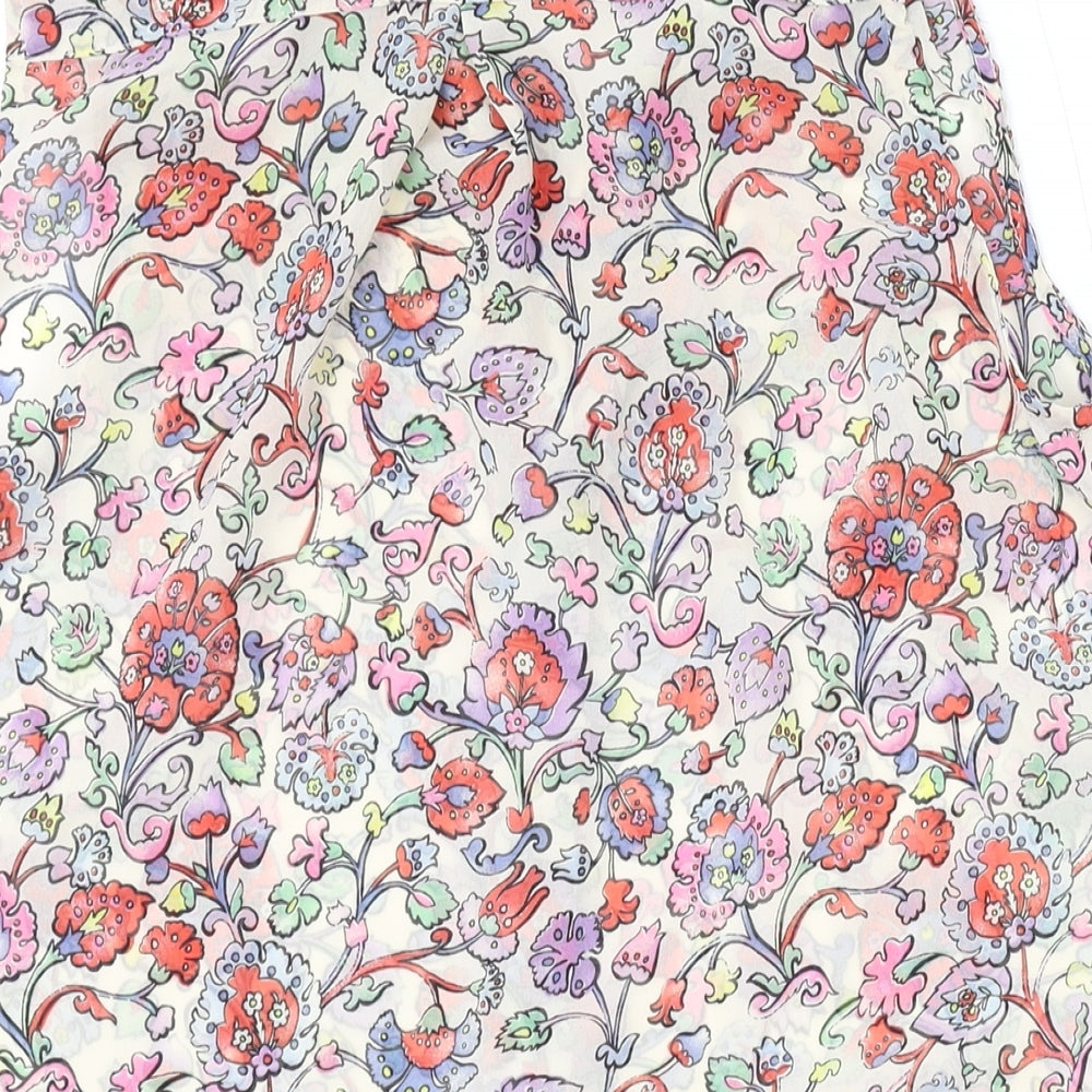 H&M Womens Multicoloured Floral Polyester Basic Blouse Size 4 Collared