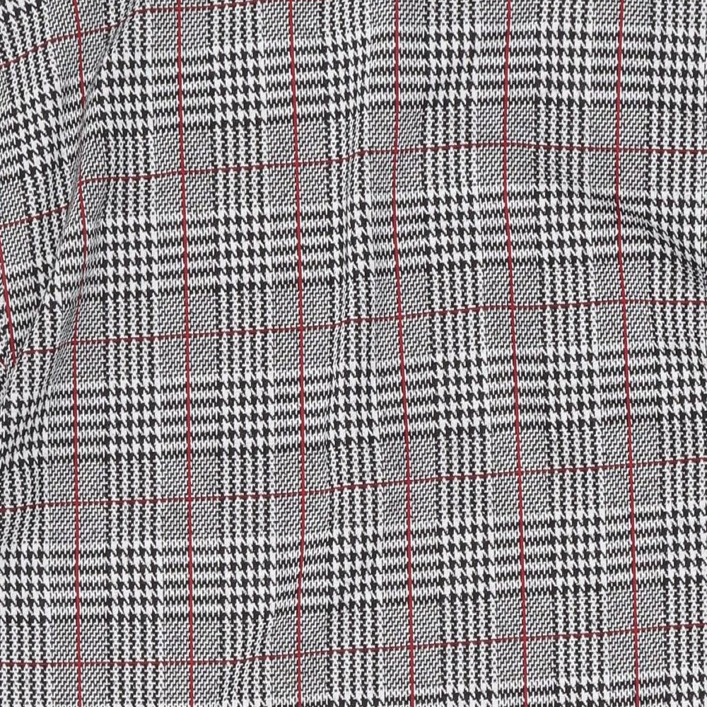 Zara Womens Grey Plaid Polyester A-Line Size M Round Neck Pullover