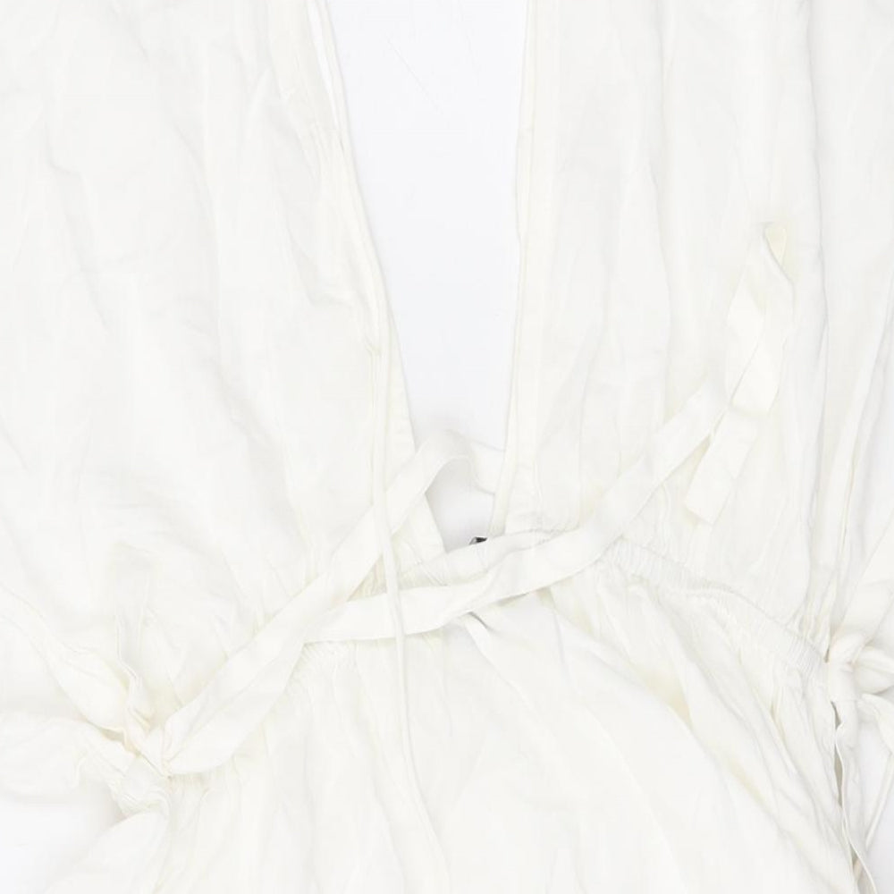 ASOS Womens White Viscose Mini Size 6 V-Neck Pullover