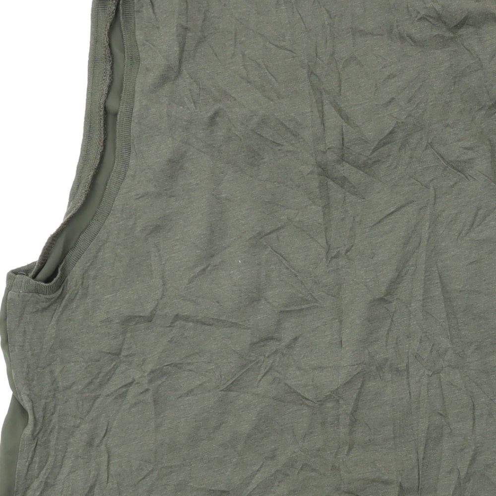 New Look Womens Green Polyester Basic T-Shirt Size 14 Scoop Neck