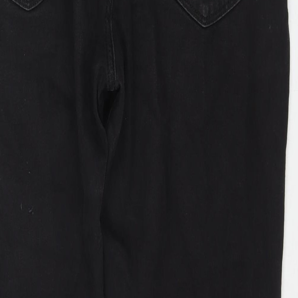 Marks & Spencer Womens Black Cotton Tapered Jeans Size 36 in L29 in Regular Zip