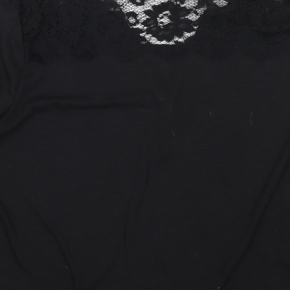 H&M Womens Black Polyester Basic Blouse Size M V-Neck