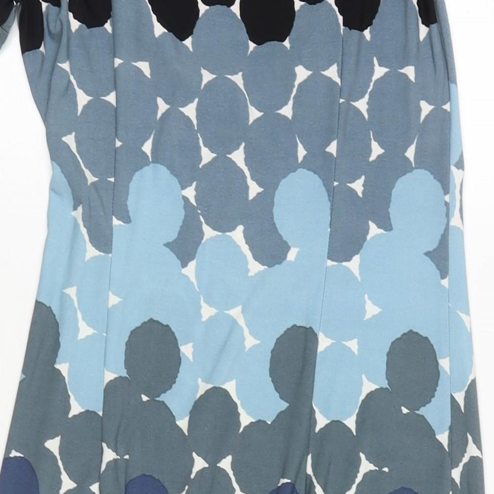 Marks & Spencer Womens Blue Polka Dot Polyester A-Line Size 10 Round Neck Pullover