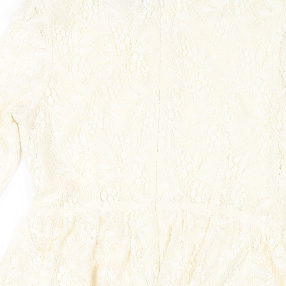 Topshop Womens Ivory Nylon A-Line Size 10 Round Neck Zip