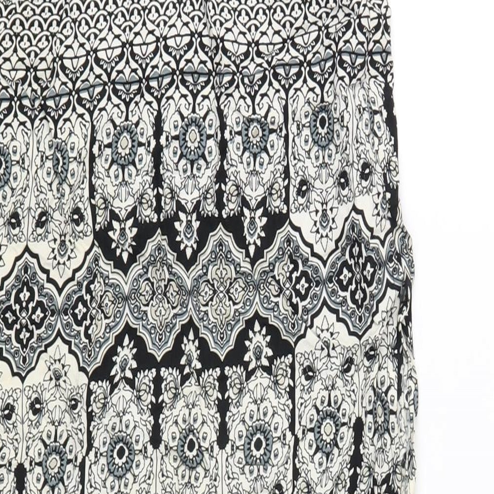 Motel Rocks Womens Black Geometric Viscose Camisole T-Shirt Size S Square Neck - Side Slit