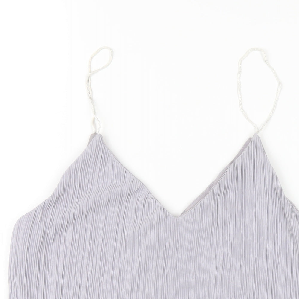 New Look Womens Grey Polyester Camisole T-Shirt Size 14 V-Neck