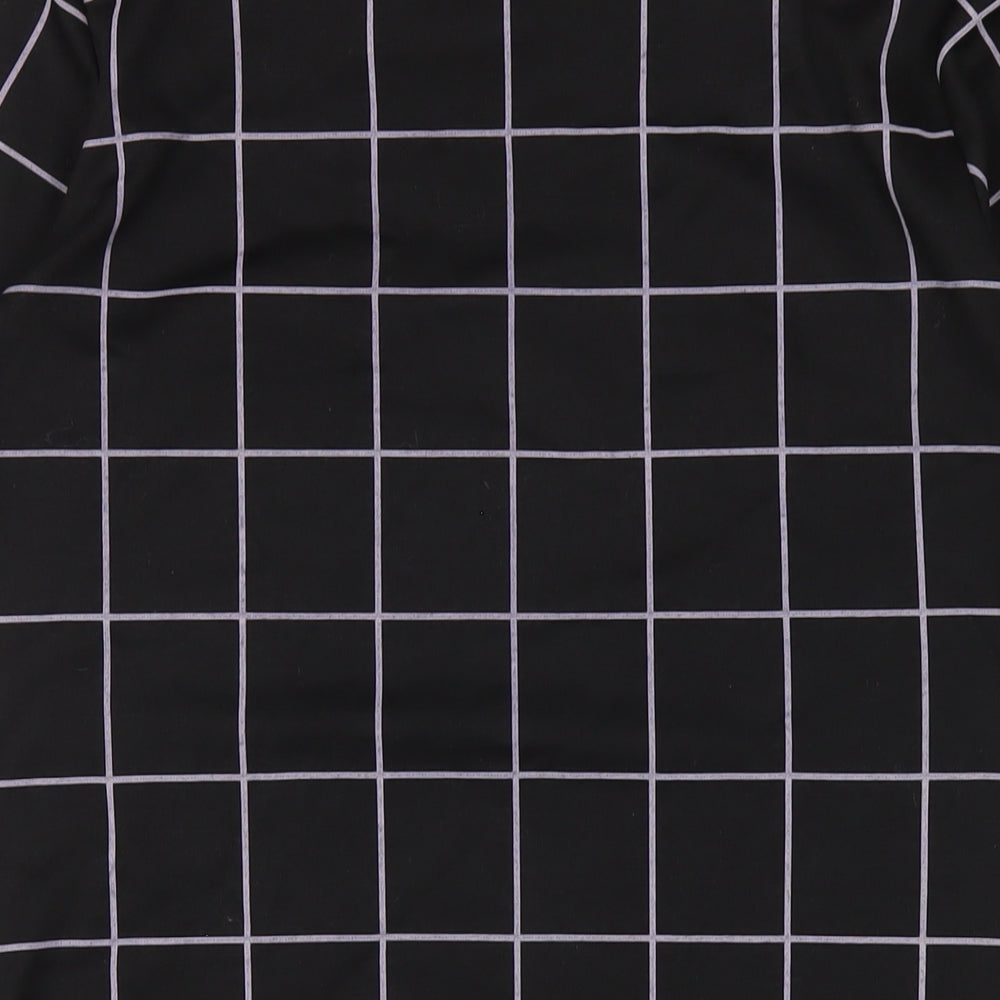 Dorothy Perkins Womens Black Check Polyester A-Line Size 12 Round Neck Pullover