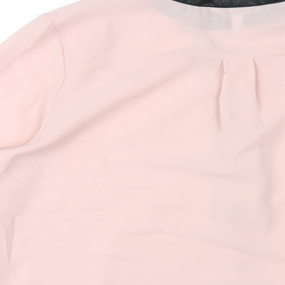 Roman Womens Pink Polyester Basic Blouse Size 12 V-Neck
