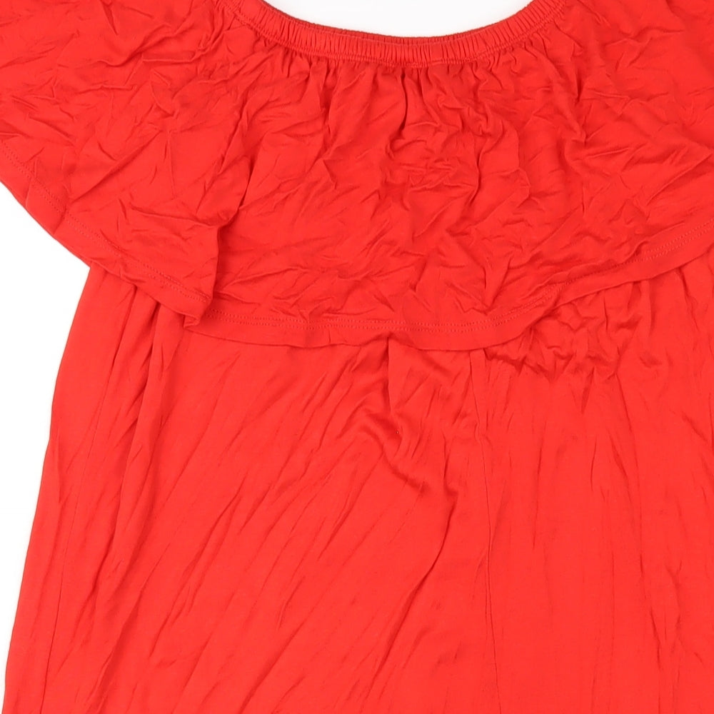 Lipsy Womens Red Viscose A-Line Size 12 Off the Shoulder Pullover