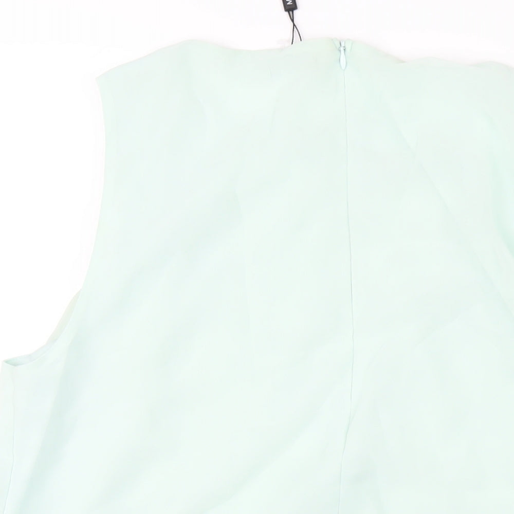 M&Co Womens Green Polyester Basic Tank Size 18 Scoop Neck