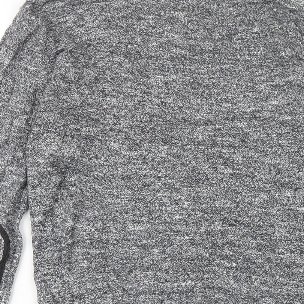 H&M Womens Grey V-Neck Cotton Cardigan Jumper Size 10