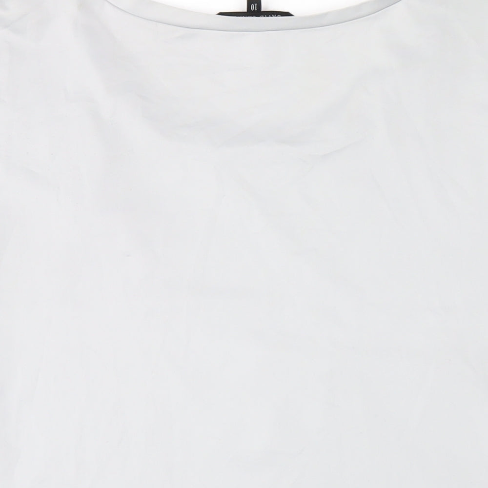 David Emanuel Womens Grey Polyester Basic T-Shirt Size 10 Round Neck