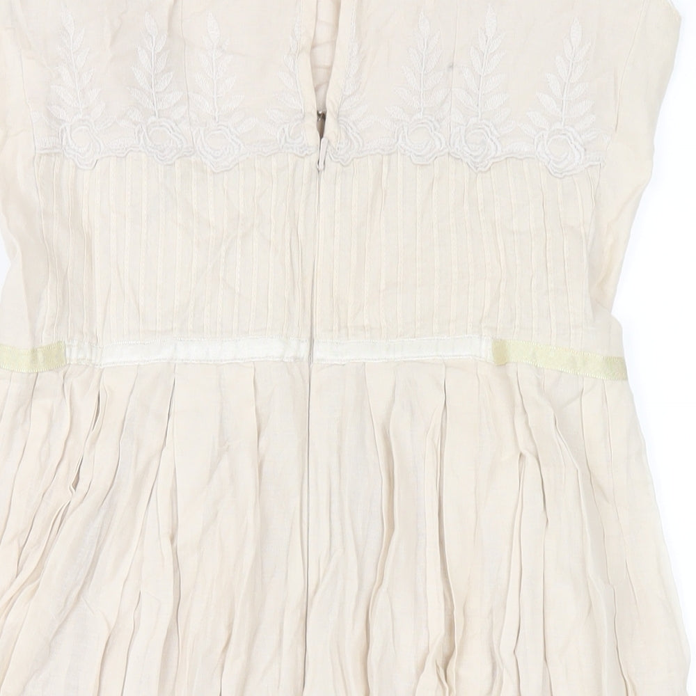 River Island Womens Beige Cotton A-Line Size 8 Square Neck Zip