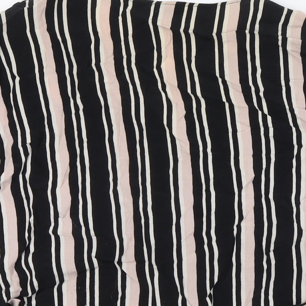 River Island Womens Multicoloured Striped Polyester Basic Blouse Size 14 V-Neck