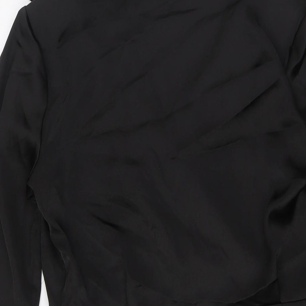 Stradivarius Womens Black Polyester A-Line Size L V-Neck Zip