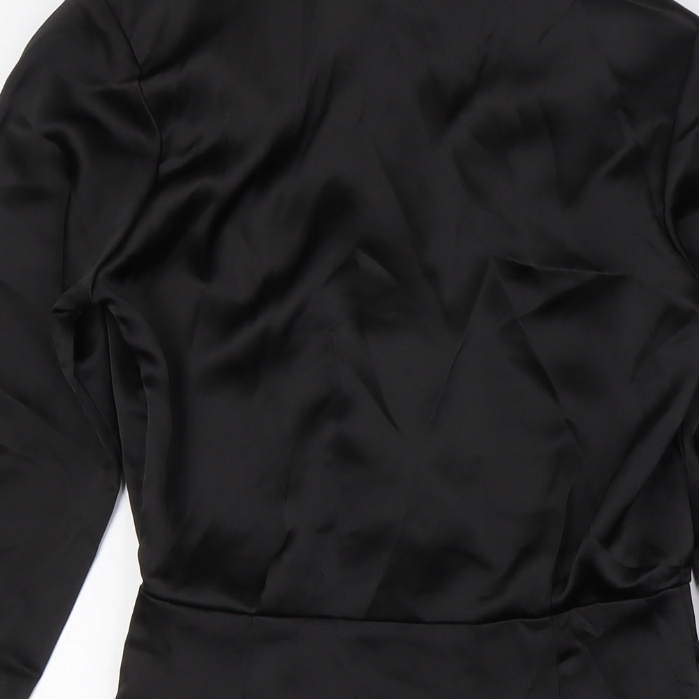 Stradivarius Womens Black Polyester A-Line Size XS Collared Zip