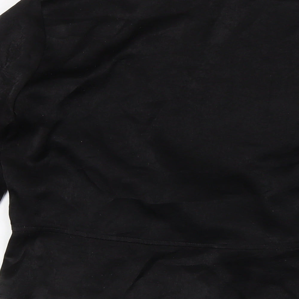 PRETTYLITTLETHING Womens Black Polyester Basic Blouse Size 10 V-Neck