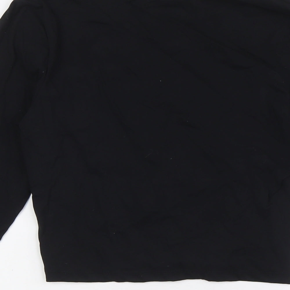 PRETTYLITTLETHING Womens Black Polyamide Basic Blouse Size 12 Round Neck