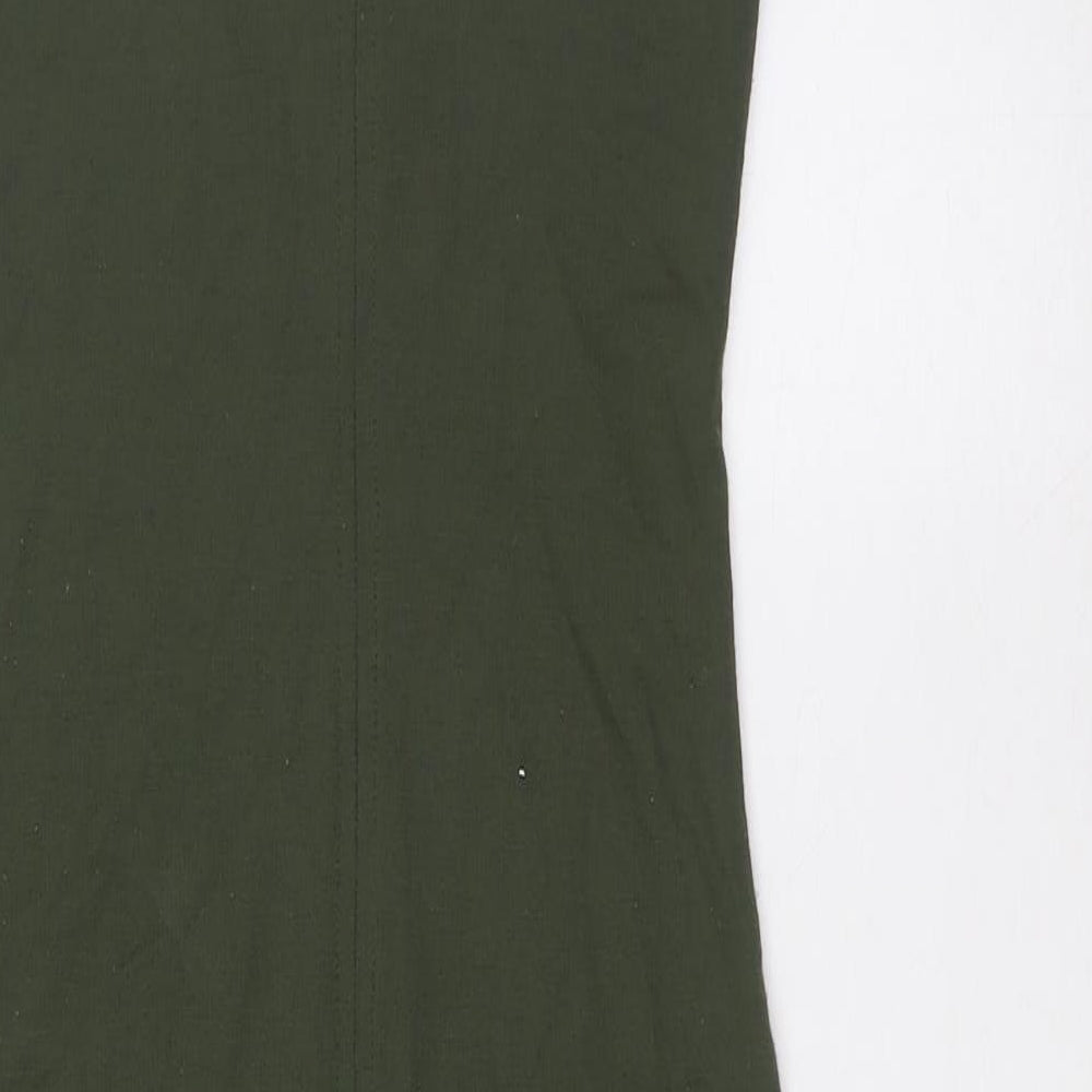 Zara Womens Green Polyester Pencil Dress Size S Scoop Neck