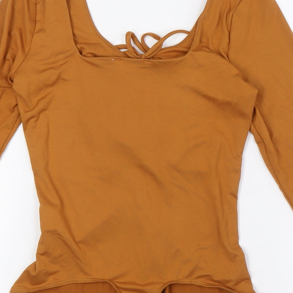 Gilli Womens Brown Polyester Bodysuit One-Piece Size S Snap