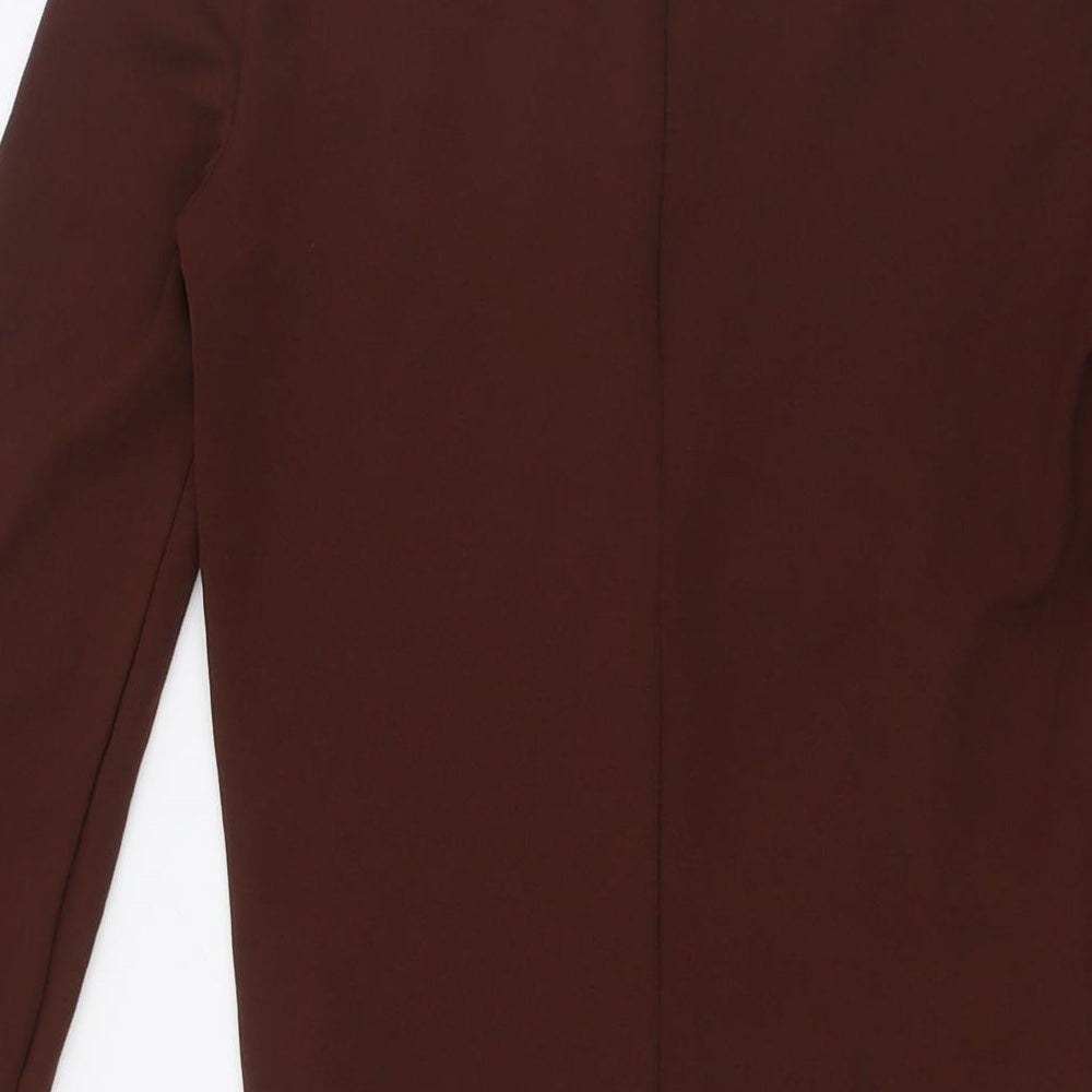 Zara Womens Brown Polyester Shirt Dress Size S Boat Neck Zip