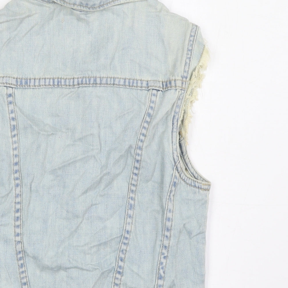 Topshop Womens Blue Bomber Jacket Jacket Size 8 Button