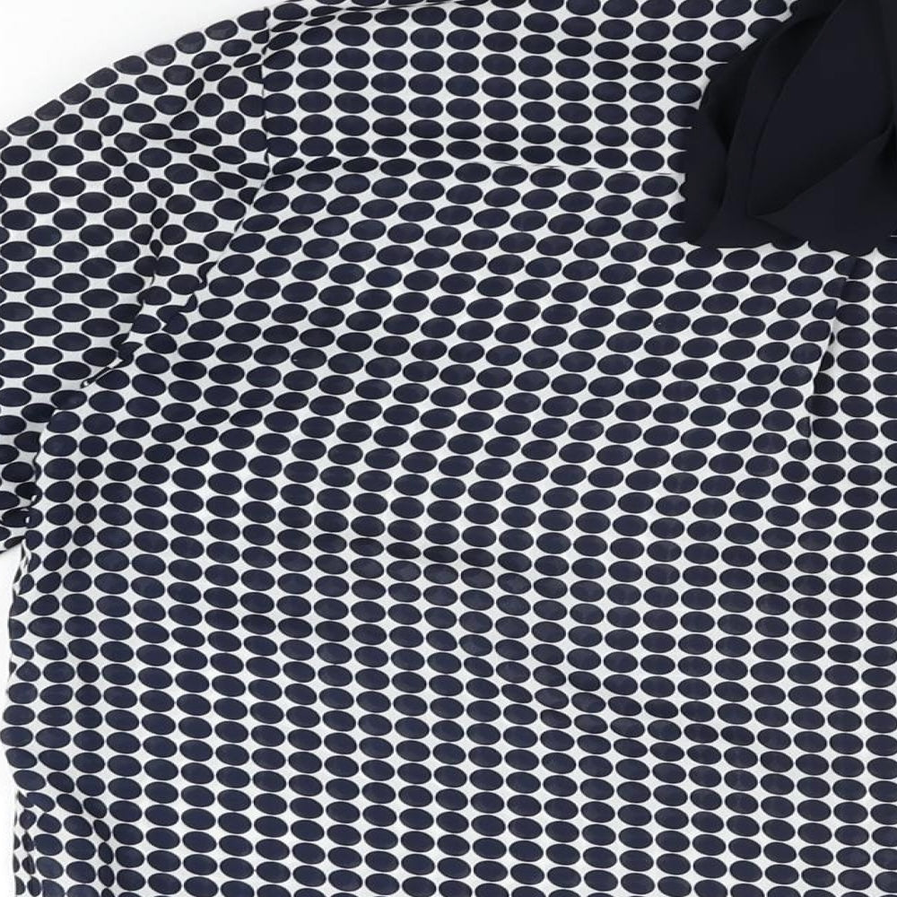 Elodie Womens White Polka Dot Polyester Basic Button-Up Size S Collared