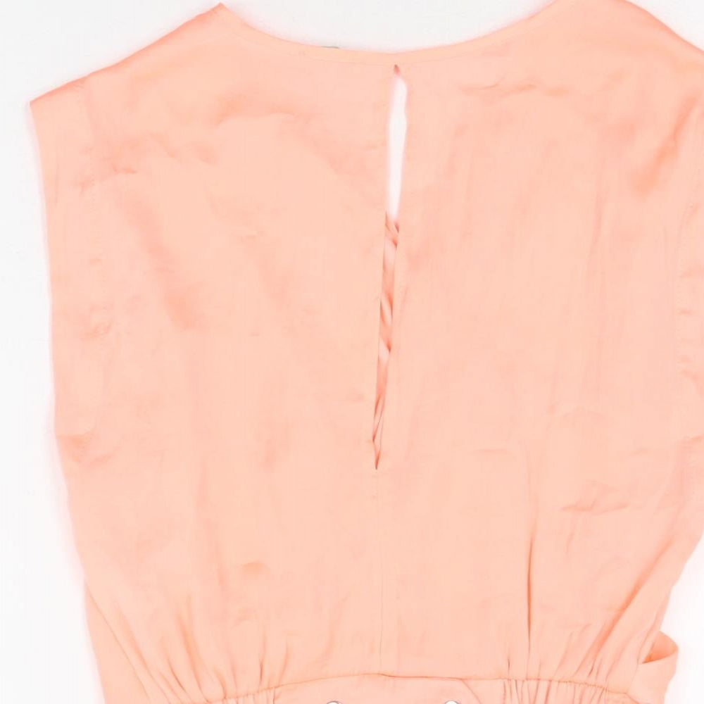 River Island Womens Pink Polyester Cropped Blouse Size 8 V-Neck