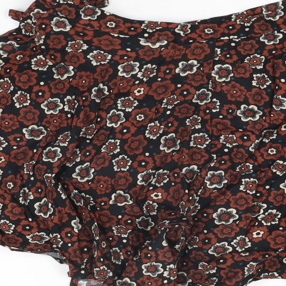 Cooperative Womens Black Floral Viscose Wrap Skirt Size XS Tie