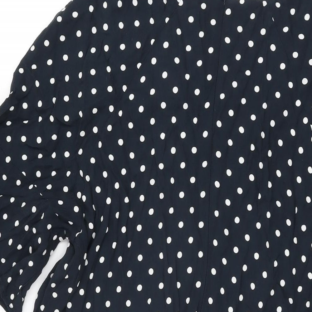 Phase Eight Womens Blue Polka Dot Viscose Shift Size 14 Round Neck Zip