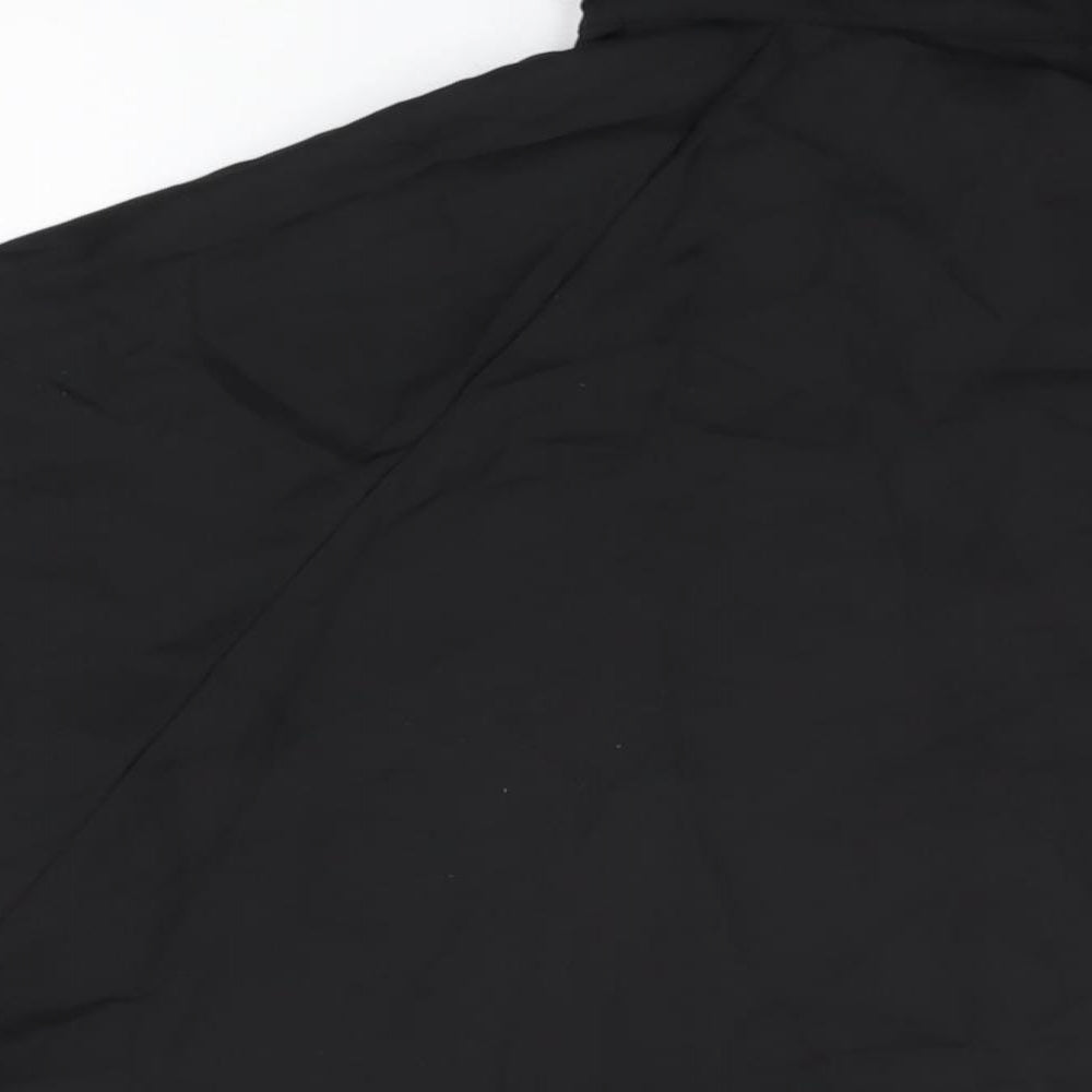 PRETTYLITTLETHING Womens Black Polyester Basic Button-Up Size 12 Collared