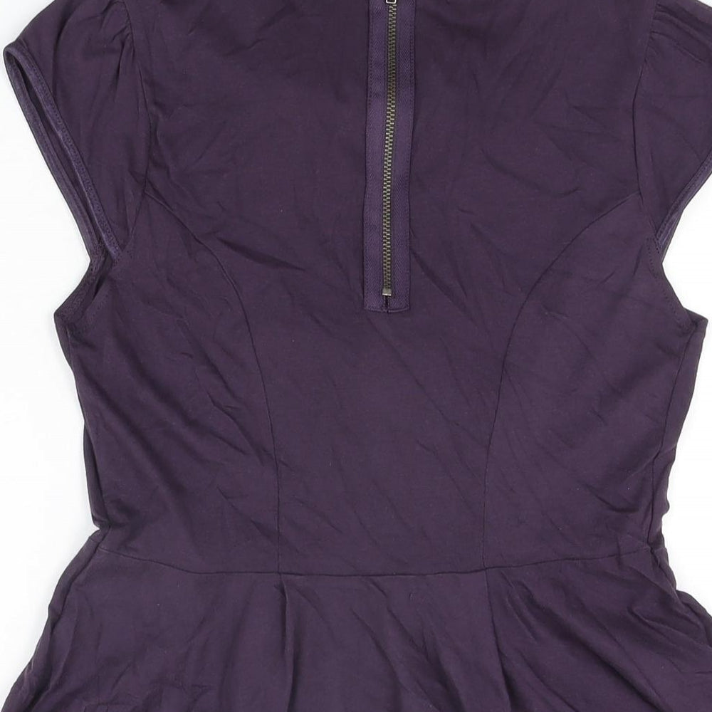 NEXT Womens Purple Cotton Basic T-Shirt Size 6 Round Neck