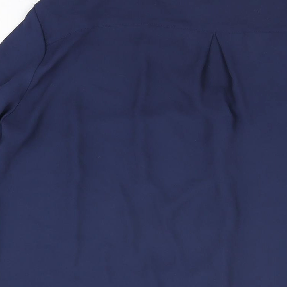 H&M Womens Blue Polyester Basic Button-Up Size 8 V-Neck