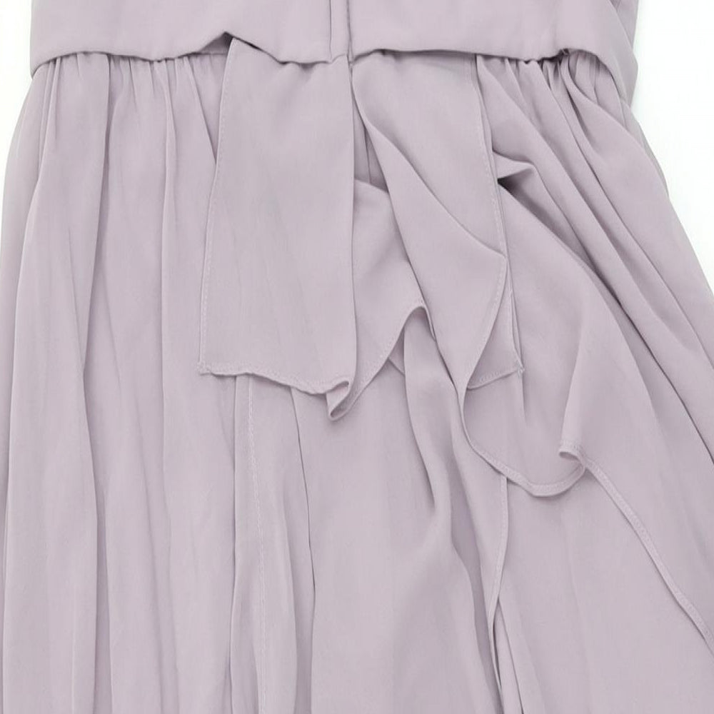 Madeline Gardner Womens Purple Polyester Maxi Size 10 Halter Zip