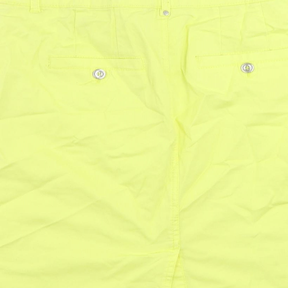 Canda Womens Yellow Cotton Straight & Pencil Skirt Size 12 Button - Pockets