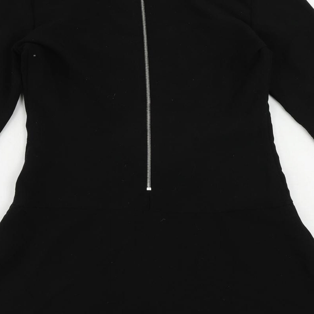 Mango Womens Black Polyester Mini Size S Collared Zip