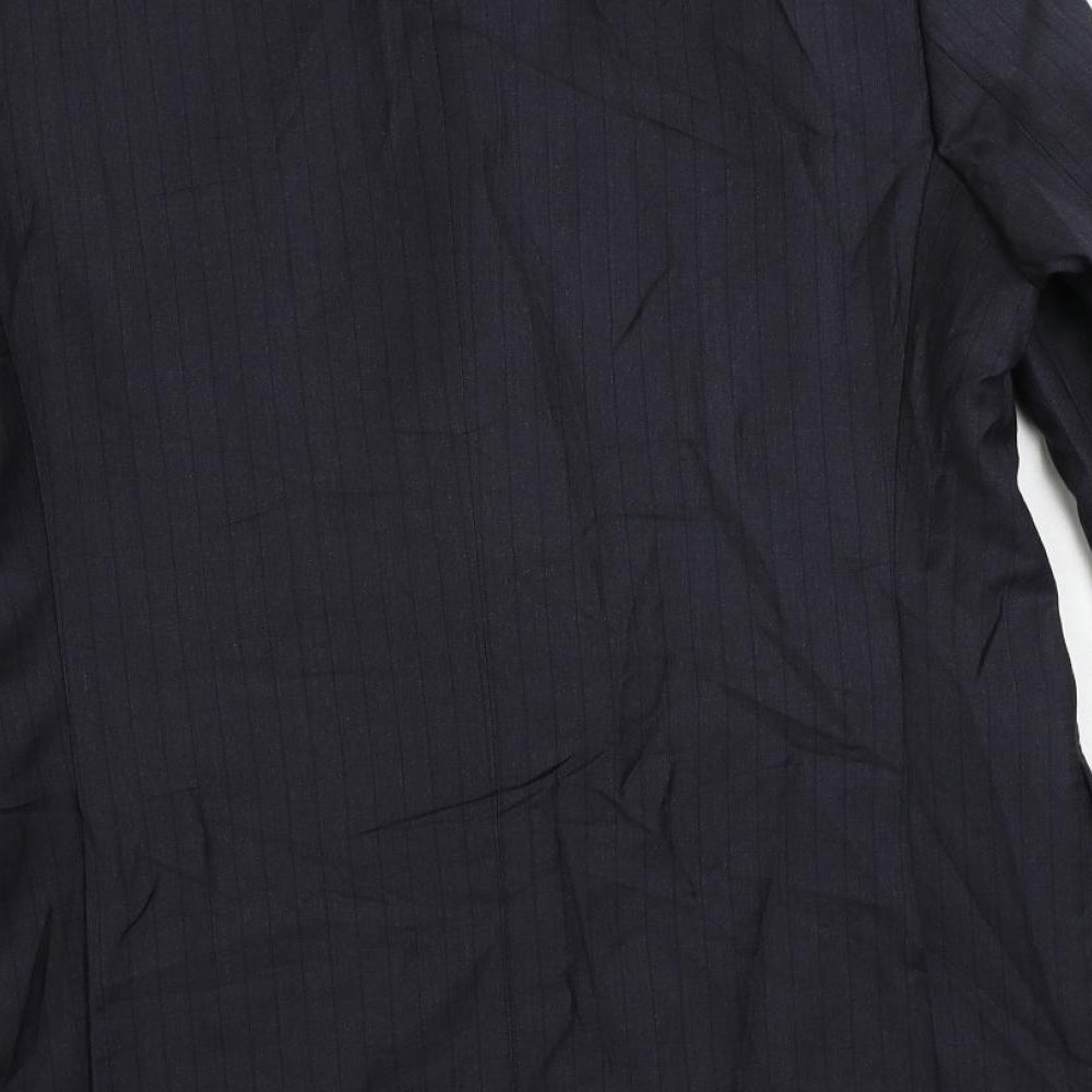 Marks & Spencer Mens Grey Striped Polyester Jacket Suit Jacket Size 42 Regular