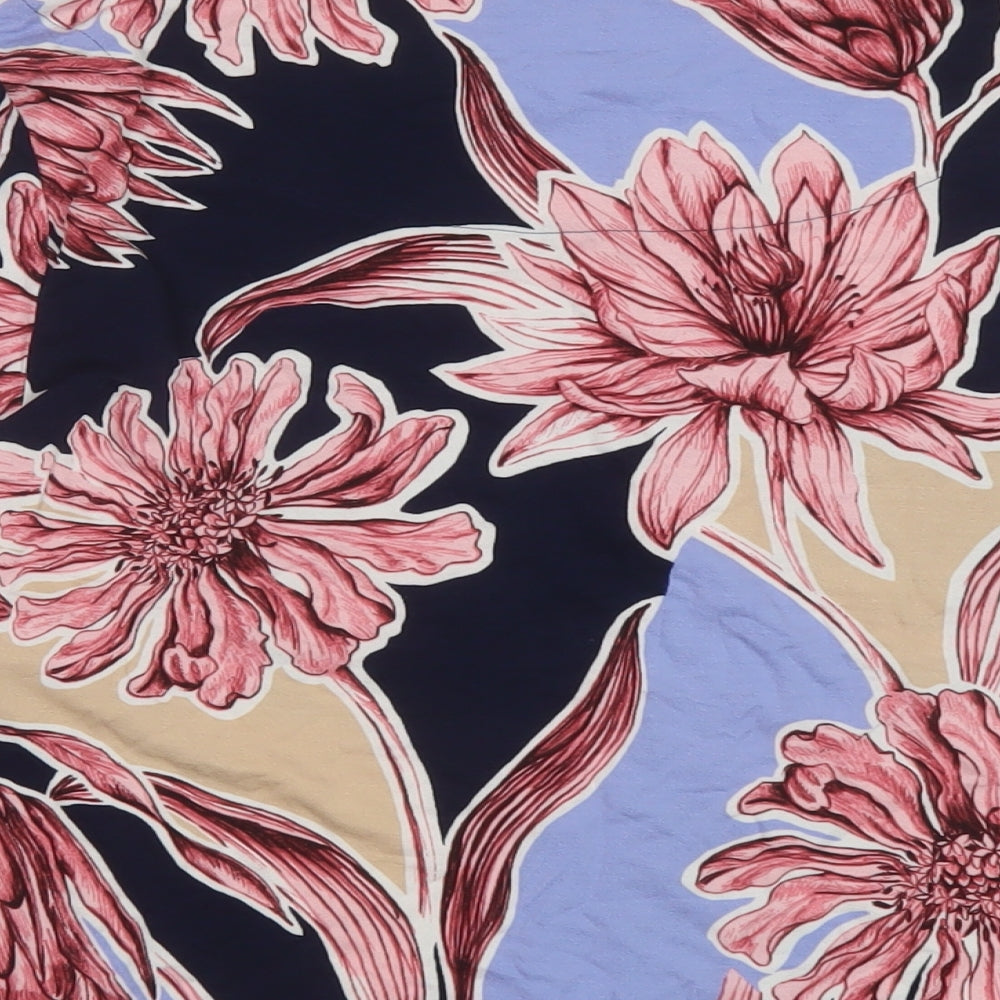 Marks & Spencer Womens Multicoloured Floral Viscose Basic Blouse Size 16 Boat Neck