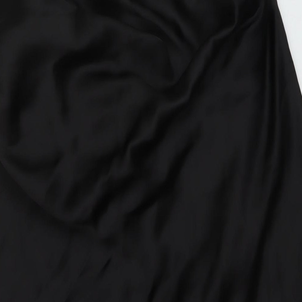 Zara Womens Black Polyester A-Line Skirt Size L Zip