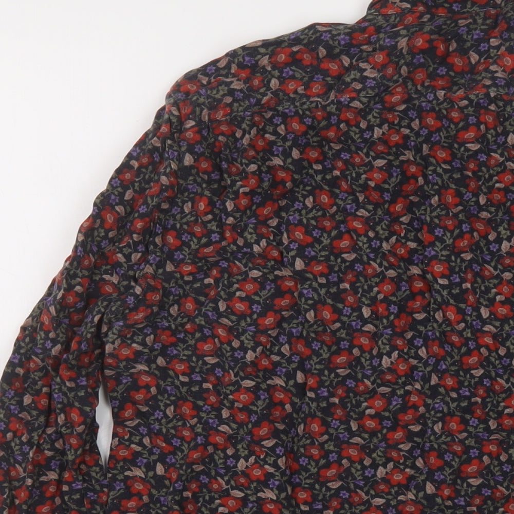 Zara Womens Multicoloured Floral Viscose Basic Button-Up Size M Collared