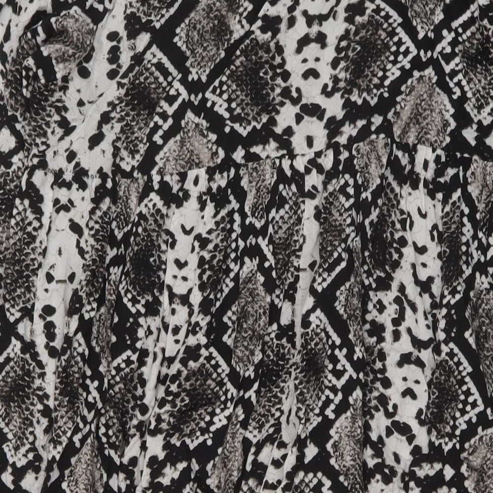 Zara Womens Black Animal Print Viscose A-Line Size S V-Neck Pullover
